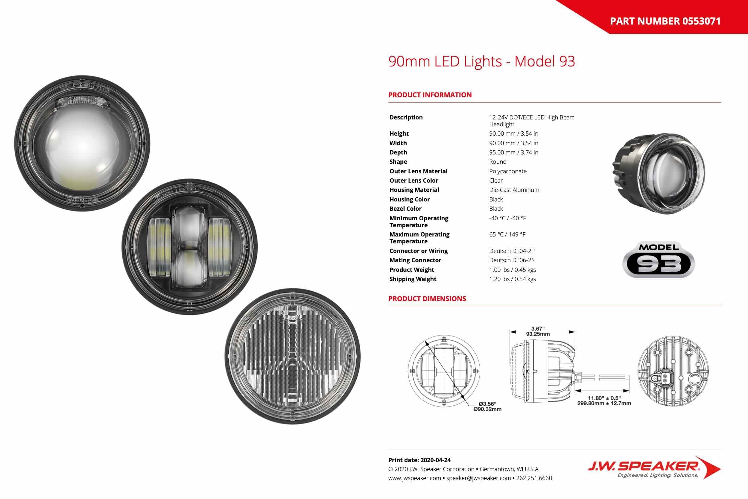 JW Speaker Model 93 90mm Round Fog /DRL LED Lighting | HR SWGPCK14